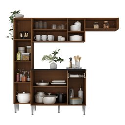 Armário de Cozinha Compacta Smart Multimóveis Mp2183 Madeirado/preto - 5