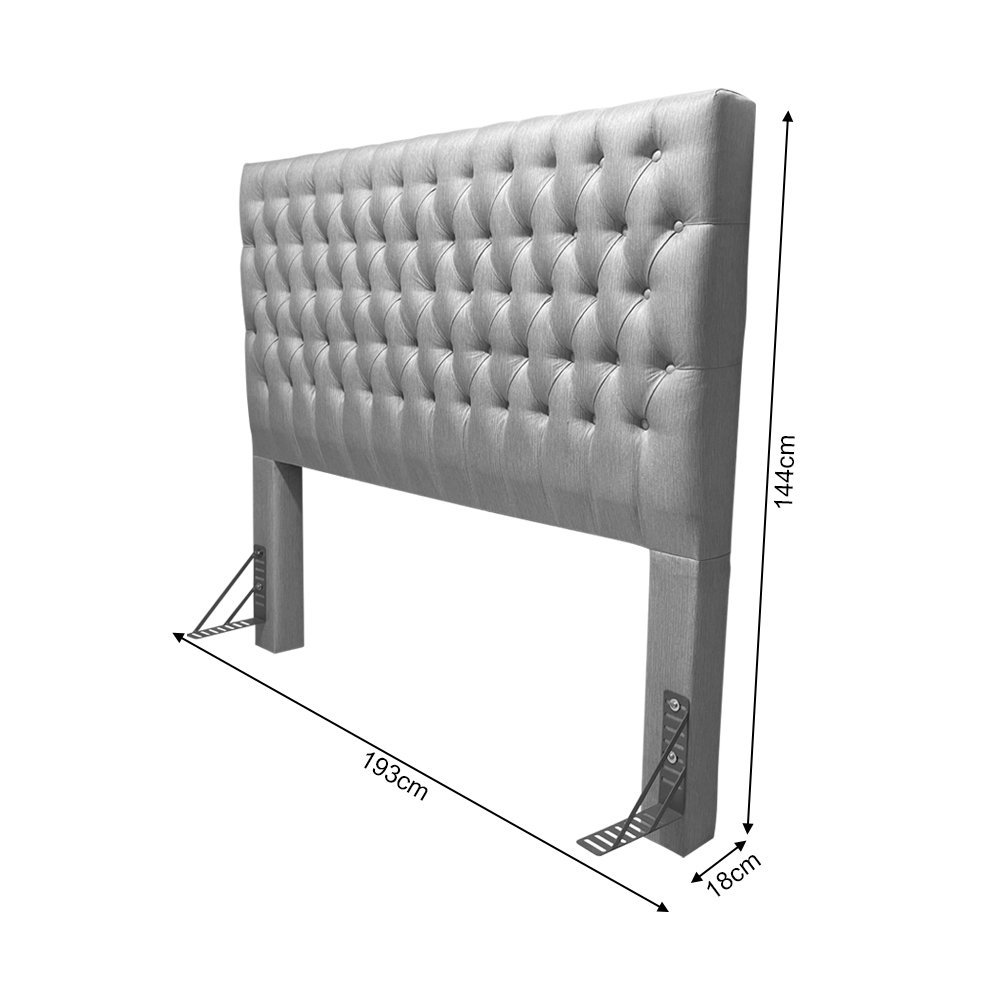 Cabeceira Cama King Estofada Capitonê Creta 1,93m Linho Cinza - 5