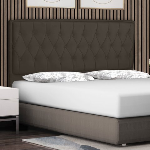 Cabeceira Cama Box Queen Jadi 160 Cm Suede Marrom - MV Estofados Shop