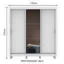 Ver imagem 3 de Guarda-Roupa Casal Madesa Mônaco 3 Portas de Correr com Espelho com Pés Branco Cor:Branco