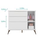 Ver imagem 6 de Jogo de Quarto Infantil Retrô Alice Guarda Roupa e Cômoda com Porta Branco - Pr Baby Branco
