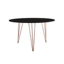 Ver imagem 3 de Mesa de Jantar Redonda 90cm Preta Clips 3 Pés com 4 Cadeiras Eames Eiffel Pretas Base Cobre