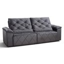 Ver imagem 2 de Sofá com Chaise Sirius 2 Lugares Retrátil e Reclinável 290cm Cinza