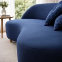 Ver imagem 2 de Sofá Orgânico Curvo 2 Lugares Tecido Bouclê - Seleguim Decor:azul