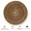 Ver imagem 4 de Kit 24 Sousplats Redondos Marrom-Claro 32 cm Bambu e Rattan