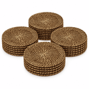 Ver imagem 1 de Kit 24 Sousplats Redondos Marrom-Claro 32 cm Bambu e Rattan