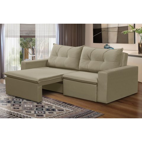 Sofá Retrátil 2 lugares 1,80m Luana Suede Bege Madelina Decor