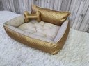 Ver imagem 3 de Cama G Dourada e Bege Pet Colchão para Cachorro G Caminha Caes e Gatos Personalizada com Nomes