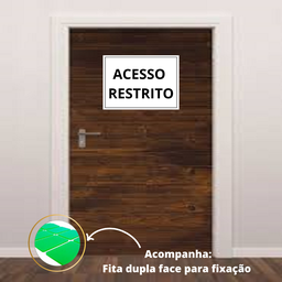 Placa Sinalização 1/2 Oficio Acesso Restrito Mdf Branco - 2