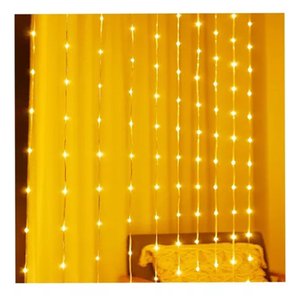 Cortina Natal Branco Quente 120 Lâmpadas Iluminação Natalina Decoração Enfeite Led Festa Luz Sala Lu