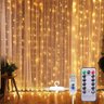 Cortina Natal Branco Quente 120 Lâmpadas Iluminação Natalina Decoração Enfeite Led Festa Luz Sala Lu - 3