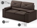 Ver imagem 2 de Sofá com Porta Copos Retrátil e Reclinável Pop 1,54m Velosuede Chocolate - Netsofas