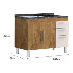 Balcão de Pia Gêmeos 1,20 - Castanho/branco