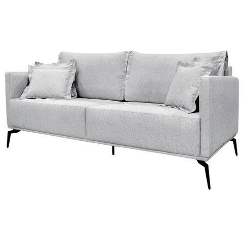 Sofa Sala de Estar Liv 2 Lugares Pes Aço Linho 232 Grigio Ezz Grigio