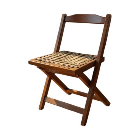 Cadeira Dobrável Modelo Convencional com Assento de Corda