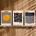 Ver imagem 3 de Kit 3 Quadro Decorativo Abstrato Bauhaus Moderno Luxo Qualidade Premium 40x28cm