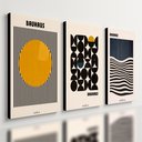 Ver imagem 1 de Kit 3 Quadro Decorativo Abstrato Bauhaus Moderno Luxo Qualidade Premium 40x28cm