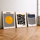 Ver imagem 2 de Kit 3 Quadro Decorativo Abstrato Bauhaus Moderno Luxo Qualidade Premium 40x28cm