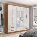 Ver imagem 1 de Guarda-Roupa Casal Medelin 6 Portas 4 Gavetas com Espelho Multimóveis CR35557 Cinamomo/Off White