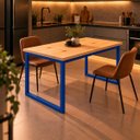 Ver imagem 2 de Mesa de Jantar Reforçada Industrial 120x50cm Tampo Bege Pés Azul