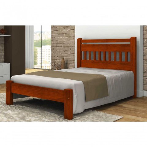 Cama Queen Size Antares de Madeira Maciça Angelim Pedra/tauari - Cor Mel