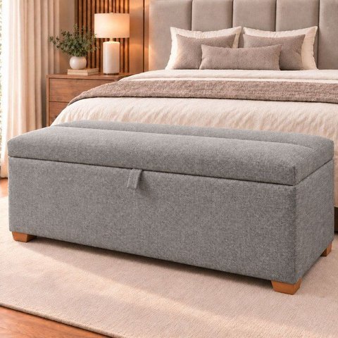Puff Baú King Base Madeira Maciça 193cm Slim