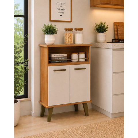 Balcão de Cozinha 2 Portas com Nicho Arte Smart Espresso Móveis