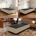 Ver imagem 3 de Base Cama Box Solteiro Otto Suede Bege para Colchão 188x88x39cm Dobrável Reforçada - Arkell