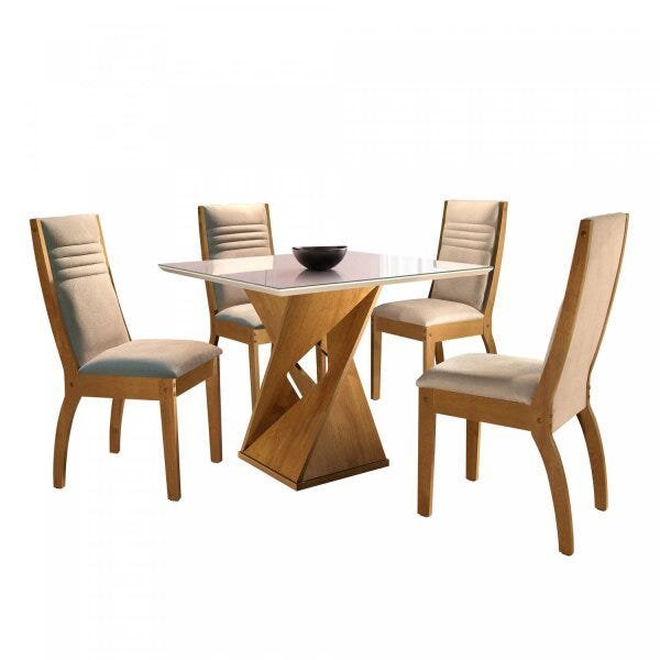 Conjunto Mesa Genova Tampo Slim Vidro Plus 4 Cadeiras Turim Espresso Móveis - 2