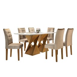 Conjunto Mesa Genova Tampo Slim Vidro Plus 6 Cadeiras Napoles  - 9