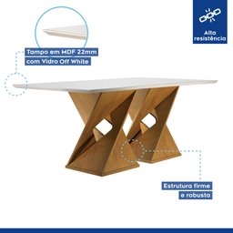 Conjunto Mesa Genova Tampo Slim Vidro Plus 6 Cadeiras Napoles  - 2