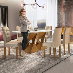 Conjunto Mesa Genova Tampo Slim Vidro Plus 6 Cadeiras Napoles  - 8