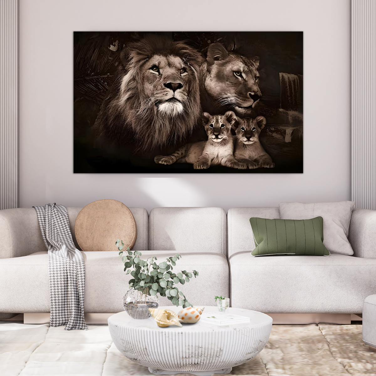 Quadro para Sala Luxo Decorativo Leão com a Família Unida - 7