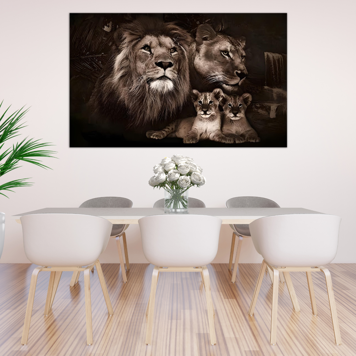 Quadro para Sala Luxo Decorativo Leão com a Família Unida - 2