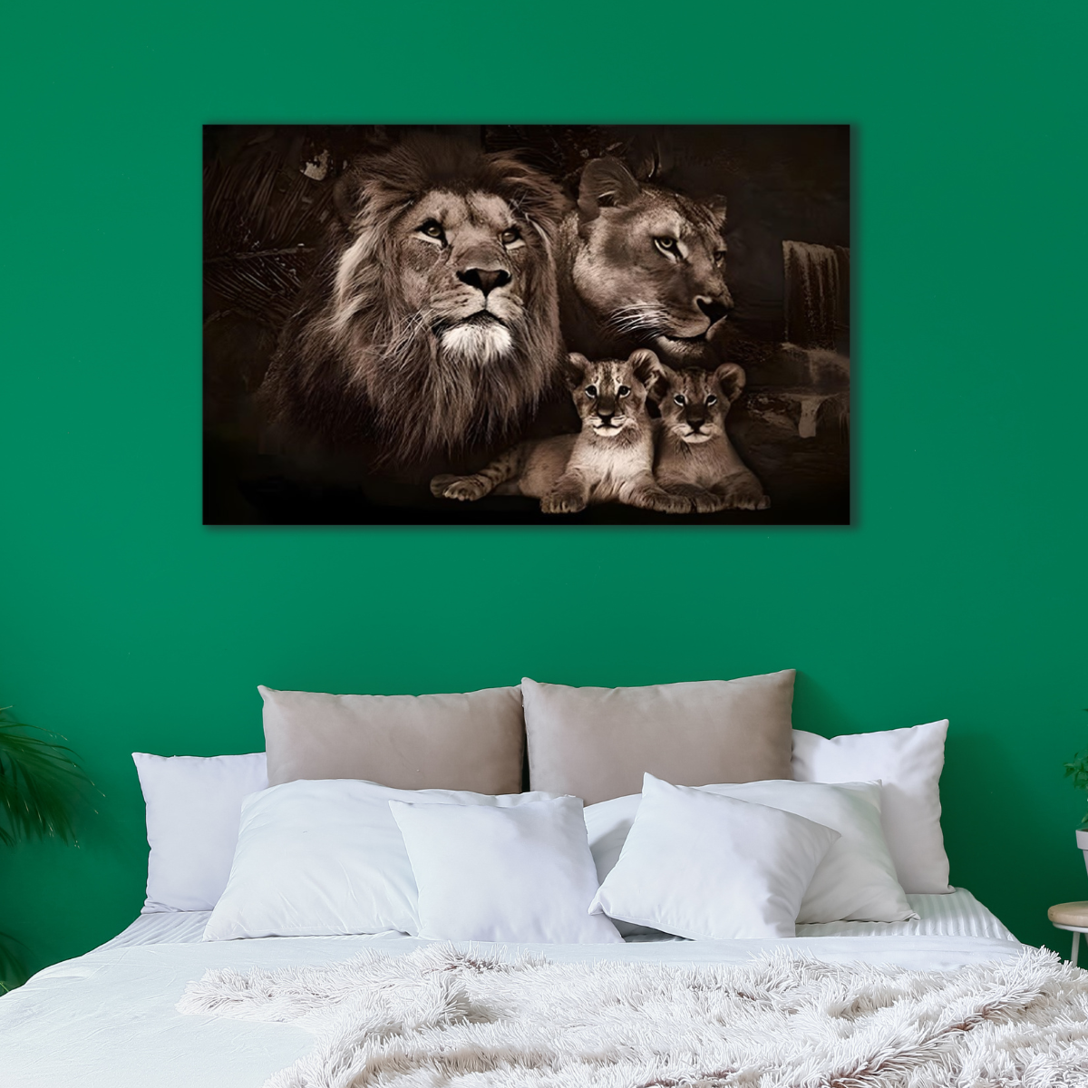 Quadro para Sala Luxo Decorativo Leão com a Família Unida - 5