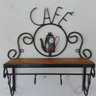 Cantinho do Café Prateleira Artesanal em Ferro e Madeira com 4 Ganchos 40x15:preto - 5