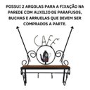 Ver imagem 4 de Cantinho do Café Prateleira Artesanal em Ferro e Madeira com 4 Ganchos 40x15:preto