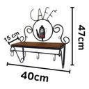 Ver imagem 2 de Cantinho do Café Prateleira Artesanal em Ferro e Madeira com 4 Ganchos 40x15:preto