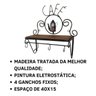 Cantinho do Café Prateleira Artesanal em Ferro e Madeira com 4 Ganchos 40x15:preto - 3