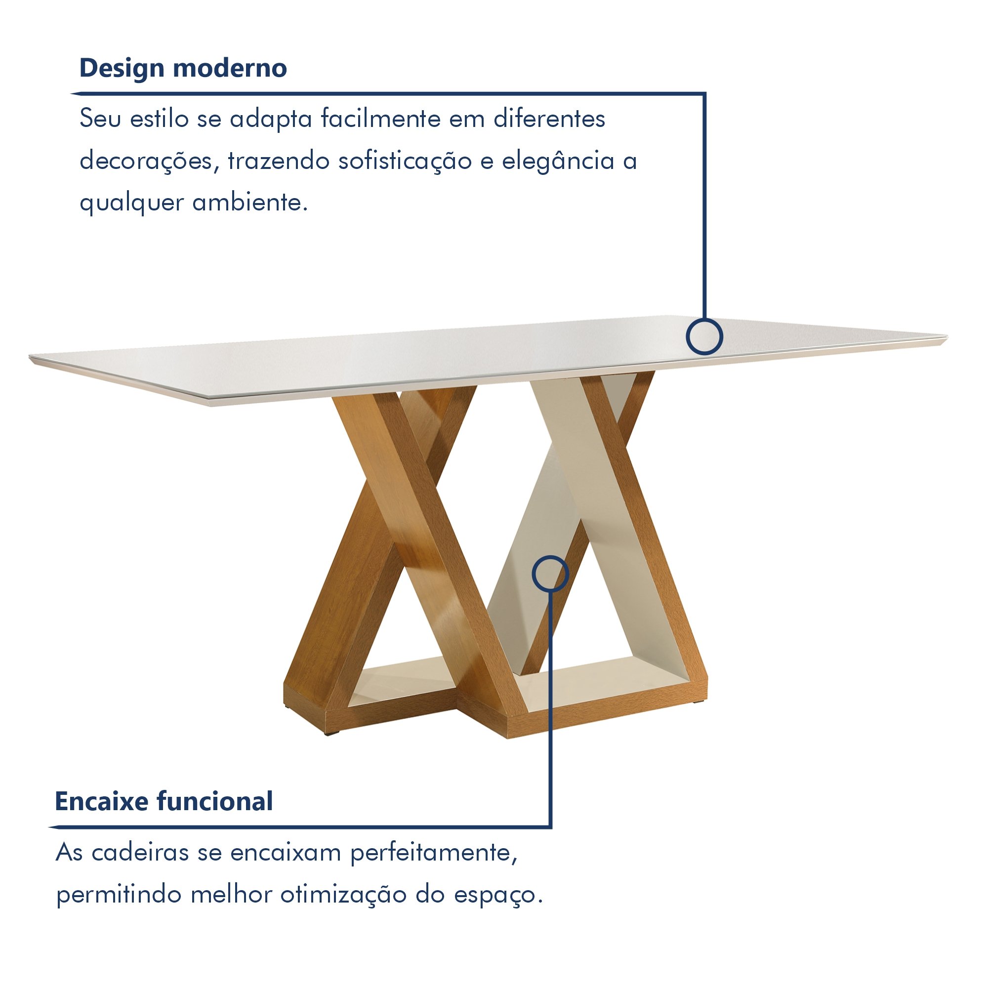 Conjunto Mesa Laguna Tampo Slim Vidro Plus 6 Cadeiras Laguna  - 3