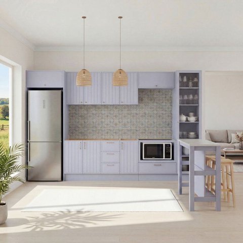 Cozinha Completa Planejada 100% MDF 10 Peças sem Tampo  CabeCasa MadeiraOriginals Marselha Azul