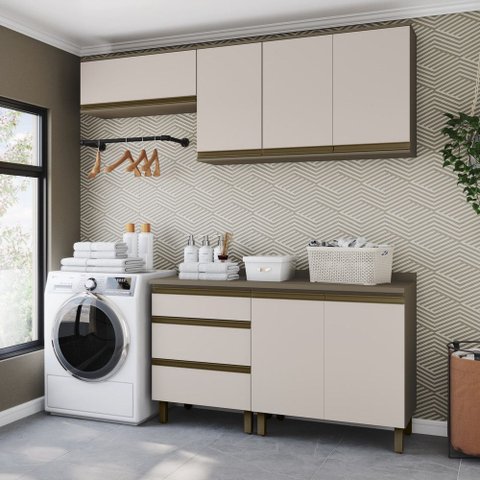 Lavanderia Modulada 4 Peças com Tampo Lora Casa 812