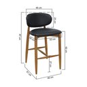 Ver imagem 3 de Banqueta Média Ravena Assento Estofado Base Madeira Maciça Encosto Fixo Amêndoa Decorise