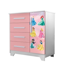 Conjunto Guarda Roupa e Cômoda Infantil Princesas Resistente - 2