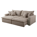 Ver imagem 3 de Sofá Trevo Retrátil e Reclinável 2.70m Bege Molas Ensacadas 4 Lugares - Sala de Tv