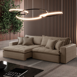 Sofá Trevo Retrátil e Reclinável 2.70m Bege Molas Ensacadas 4 Lugares - Sala de Tv - 1