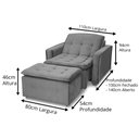 Ver imagem 2 de Poltrona Cama Retrátil Reclinável Confortável Suede Cinza Descanso - Larbelle