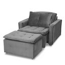 Ver imagem 1 de Poltrona Cama Retrátil Reclinável Confortável Suede Cinza Descanso - Larbelle