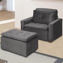 Ver imagem 5 de Poltrona Cama Retrátil Reclinável Confortável Suede Cinza Descanso - Larbelle