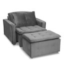 Ver imagem 3 de Poltrona Cama Retrátil Reclinável Confortável Suede Cinza Descanso - Larbelle